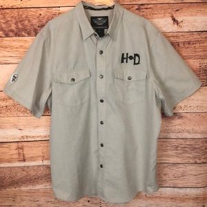 Harley Davidson Embroidered Logo Button Down Shirt